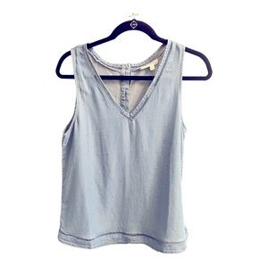Size large, blue pepper chambray tank from dry goods